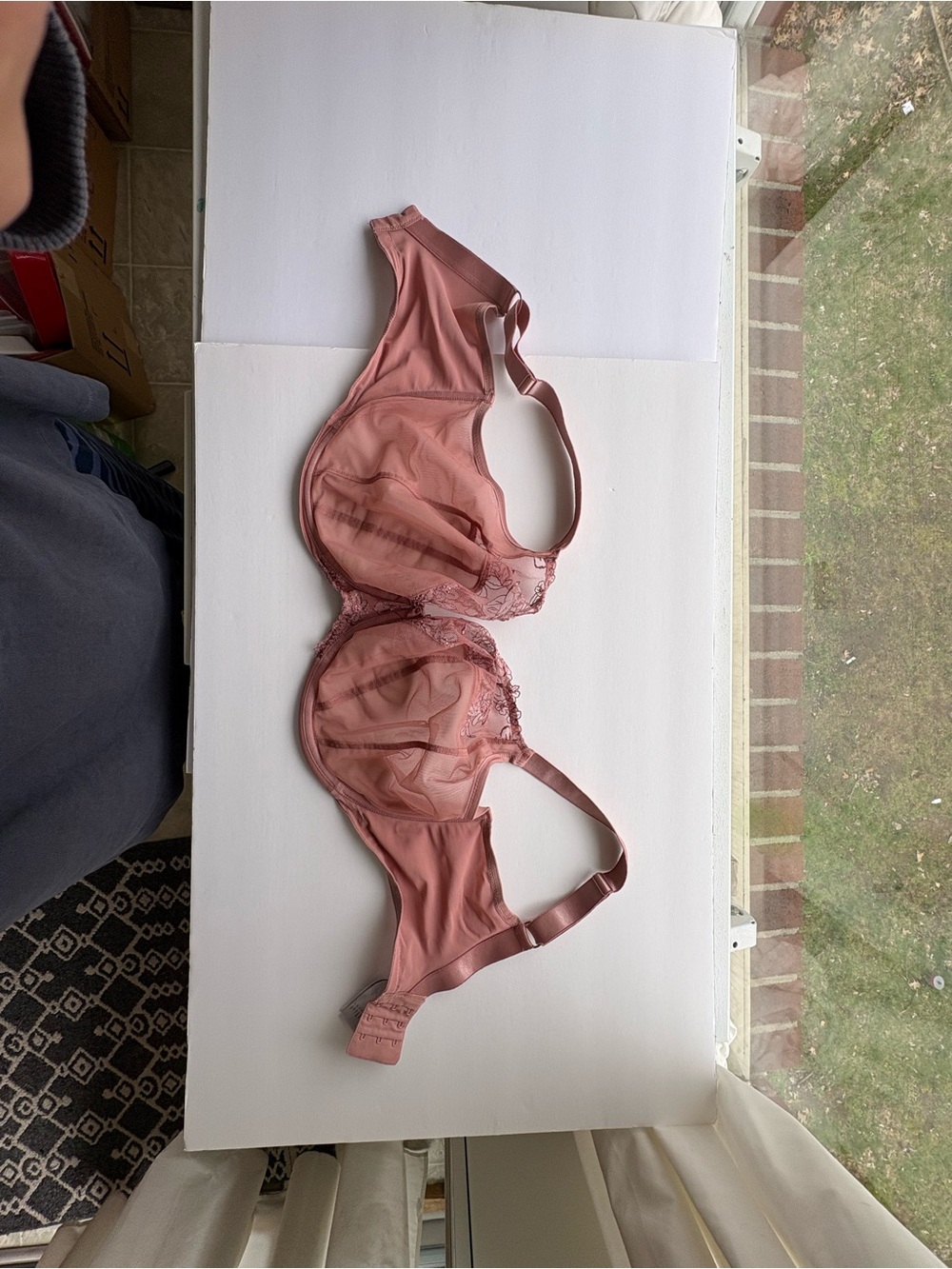 Elomi Sheer Lace Underwire Bra in Dusty Rose Pink
